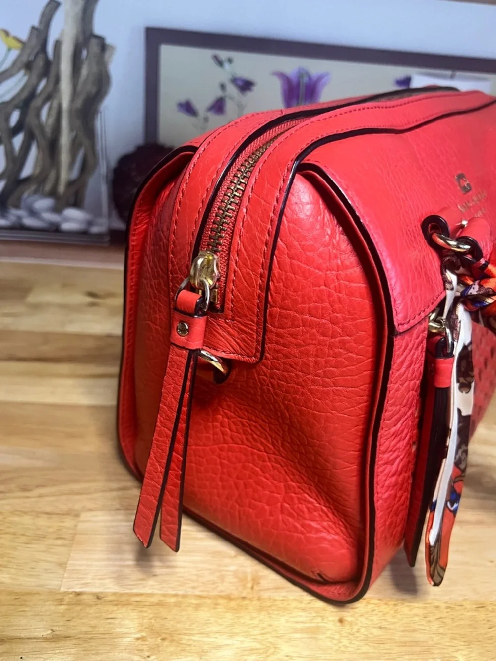 Kate Spade Perri Lane Bubbles Perforated Leather Satchel in Empire Red - Picture 6 of 14